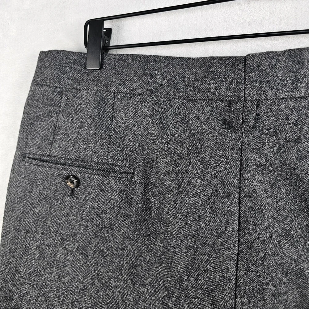 Brooks Brothers Black Fleece Trousers Men BB3 36x27 Flannel Wool USA Herringbone